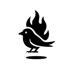Fototapeta premium very simple flat and single minimalist Burning Bird Silhouettes in black on a white background