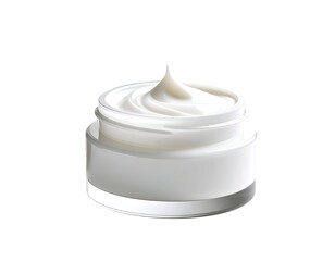 Smooth, opulent facial cream in a sleek glass jar, symbolizing purity and effective skincare.