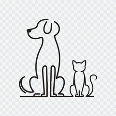 logo featuring the silhouette of a dog and a cat sitting side by side. vector dog cat	