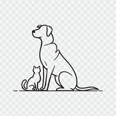 logo featuring the silhouette of a dog and a cat sitting side by side. vector dog cat	