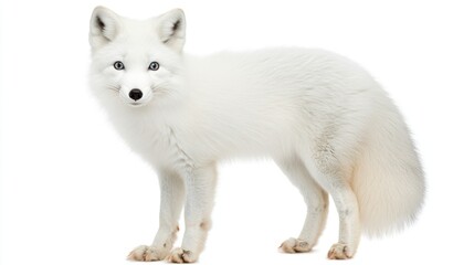 Obraz premium Arctic Fox Portrait Against White Background