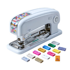 White stapler isolated on transparent background