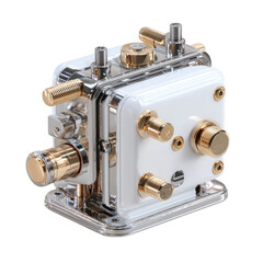 White metal machine isolated on transparent background