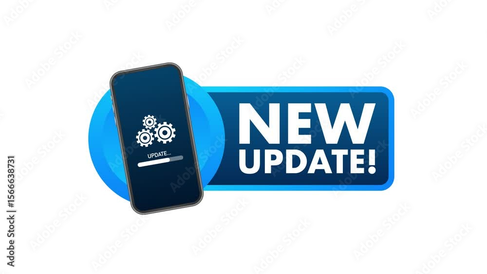 Poster smartphone updating system software with progress bar
