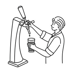 Person pouring drink from tap into glass vector