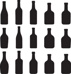 Various Black Bottle Silhouettes white beverage