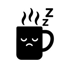 very simple flat and single minimalist Sleepy Cup Silhouettes in black on a white background