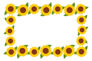 ひまわりの角形フレームイラスト02