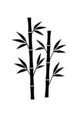 Fototapeta premium very simple flat and single minimalist Bamboo Tree Silhouettes in black on a white background