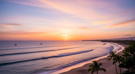 Gentle Pastel Sunset Above a Tranquil Ocean Shore