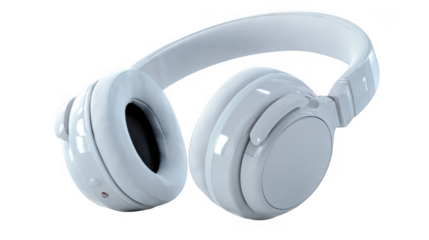 White headphones isolated on transparent background
