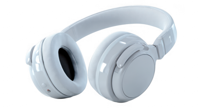 White headphones isolated on transparent background - Powered by Adobe