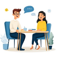 Friendly discussion between recruiter and marketing candidate