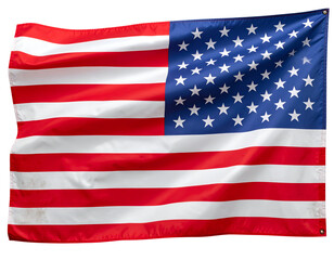 Fototapeta premium A beautifully rendered American flag displays its iconic red, white, and blue colors with grace.