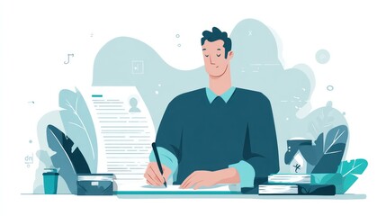 Man signing a document at a desk