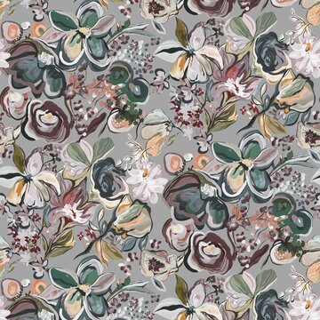 Abstract watercolor flower creative allover design seamless floral pattern light gray background stock design new creation art design digital creators textile design repeat pattern fabric print design