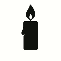 very simple flat and single minimalist Burning Candle Step Silhouettes in black on a white background