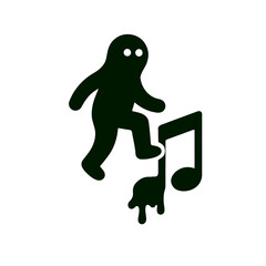 very simple flat and single minimalist Melting Note Step Silhouettes in black on a white background