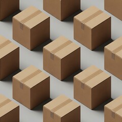 Fototapeta premium Organized Warehouse with Stacked Cardboard Boxes