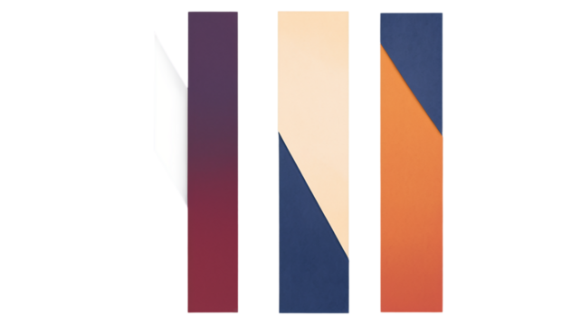 Abstract geometric composition with overlapping planes and textured surfaces in warm and cool colors - Powered by Adobe