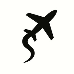 very simple flat and single minimalist Drifting Plane Spirit Silhouettes in black on a white background
