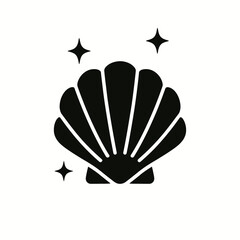 very simple flat and single minimalist Gleaming Shell Step Silhouettes in black on a white background