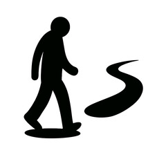 very simple flat and single minimalist Lonely Path Step Silhouettes in black on a white background