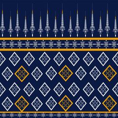 bag pattern,Geometric Ethnic pattern,
Native American tribal fabric, tile, carpet, vector,
illustration design, on navy blue background 