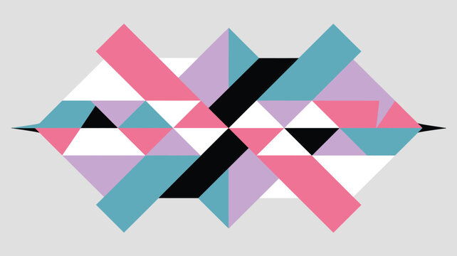Geometric design with triangles and rectangles in pastel colors on a gray background shape pattern