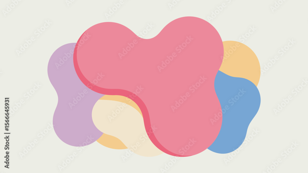 Poster abstract pastel blobs overlapping in a playful arrangement on a light background design element