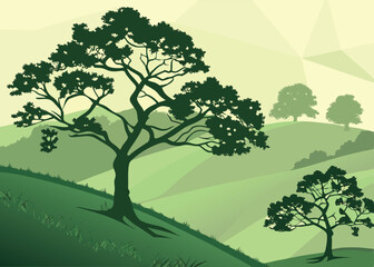 Obraz premium Abstract Geometric Forest – Modern Vector Illustration of Trees and Nature