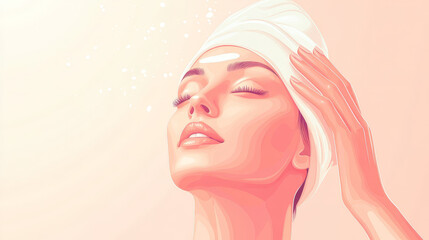 A attractive woman applying a cream on her face