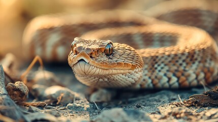 Fototapeta premium Close-up of a snake on the ground