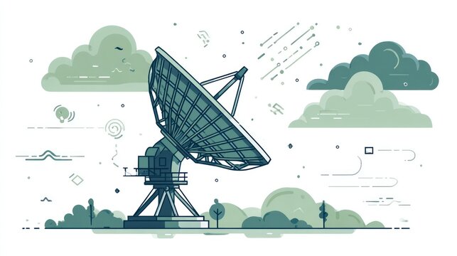 satellite dish in green landscape clip art preview