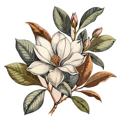 Classic Vintage Floral Art of Blooming Orchids in Elegant Style