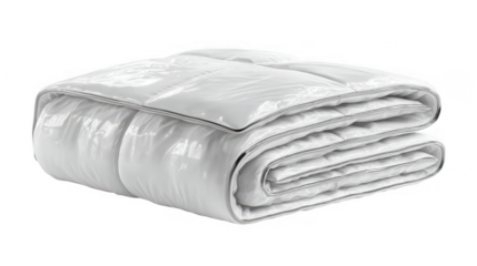 Plump white duvet folded neatly isolated on transparent background