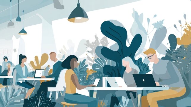 Modern workspace with diverse people