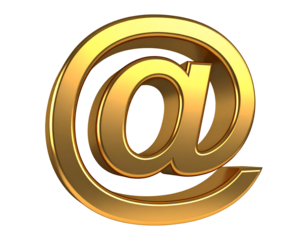 The radiant golden at symbol elegantly signifies global digital communication and online presence