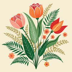 Classic Vintage Floral Art of Blooming Orchids in Elegant Style