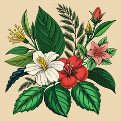 Classic Vintage Floral Art of Blooming Orchids in Elegant Style