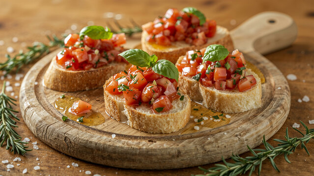 Italian Bruschetta with Tomatoes, Garlic, and Basil