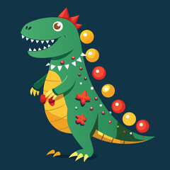 Obraz premium Flat Stylized Tyrannosaurus Rex Illustration Wearing Clothing