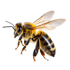  Flying Honeybee with Spread Wings, Side View Macro Cutout, Isolated PNG”