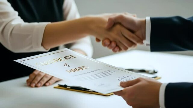 Handshake Business Deal Award Certificate