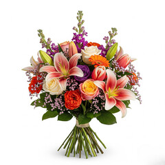 Obraz premium Vibrant Spring Flower Bouquet Lilies, Roses, and Tulips