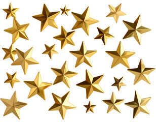 Sparkling golden stars with rich metallic luster, embodying celebration and achievement