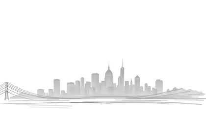 Obraz premium cityscape vector illustration: urban skyline silhouette with downtown office buildings and skyscrapers