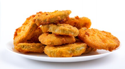 Crispy Fried Pickles on a White Plate
