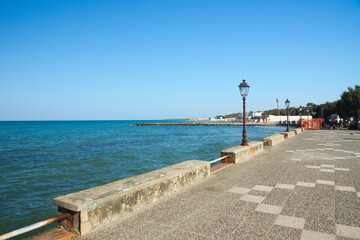 Tourist promenade. San Cataldo coast, Salento. Lecce, Apulia Region, Italy 
