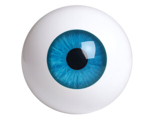 A meticulously rendered blue eyeball with a dark pupil, revealing the complex and unique textures of the iris.